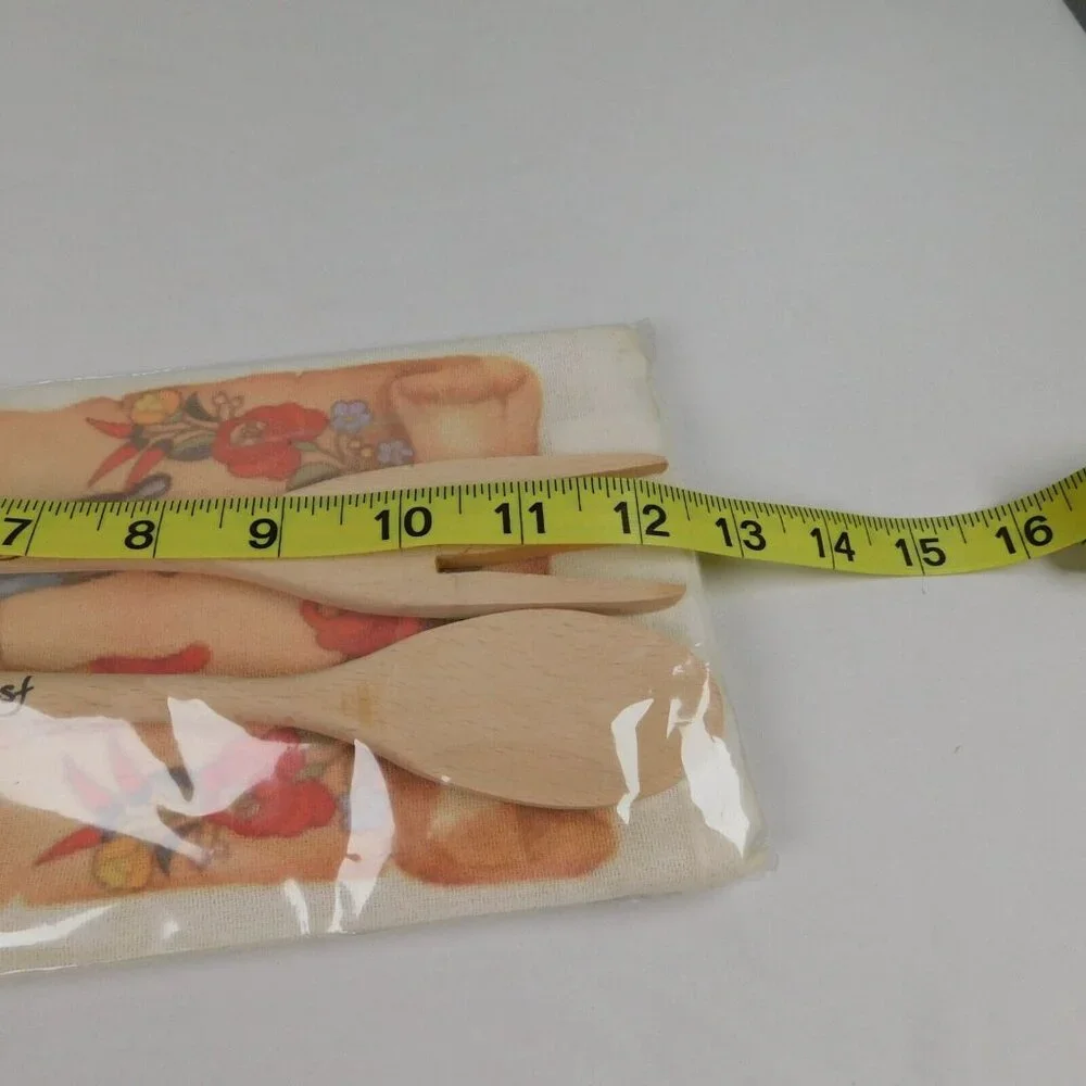 Budapest Hungary Souvenir Set 12 Inch Wooden Salad Spoon Fork Kitchen Towel New